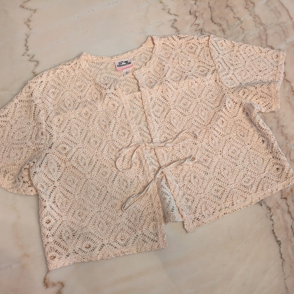 Cream Crochet Cardigan